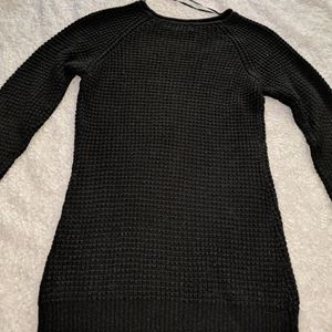Boutique black waffle knit sweater - small - long sleeve - open knit